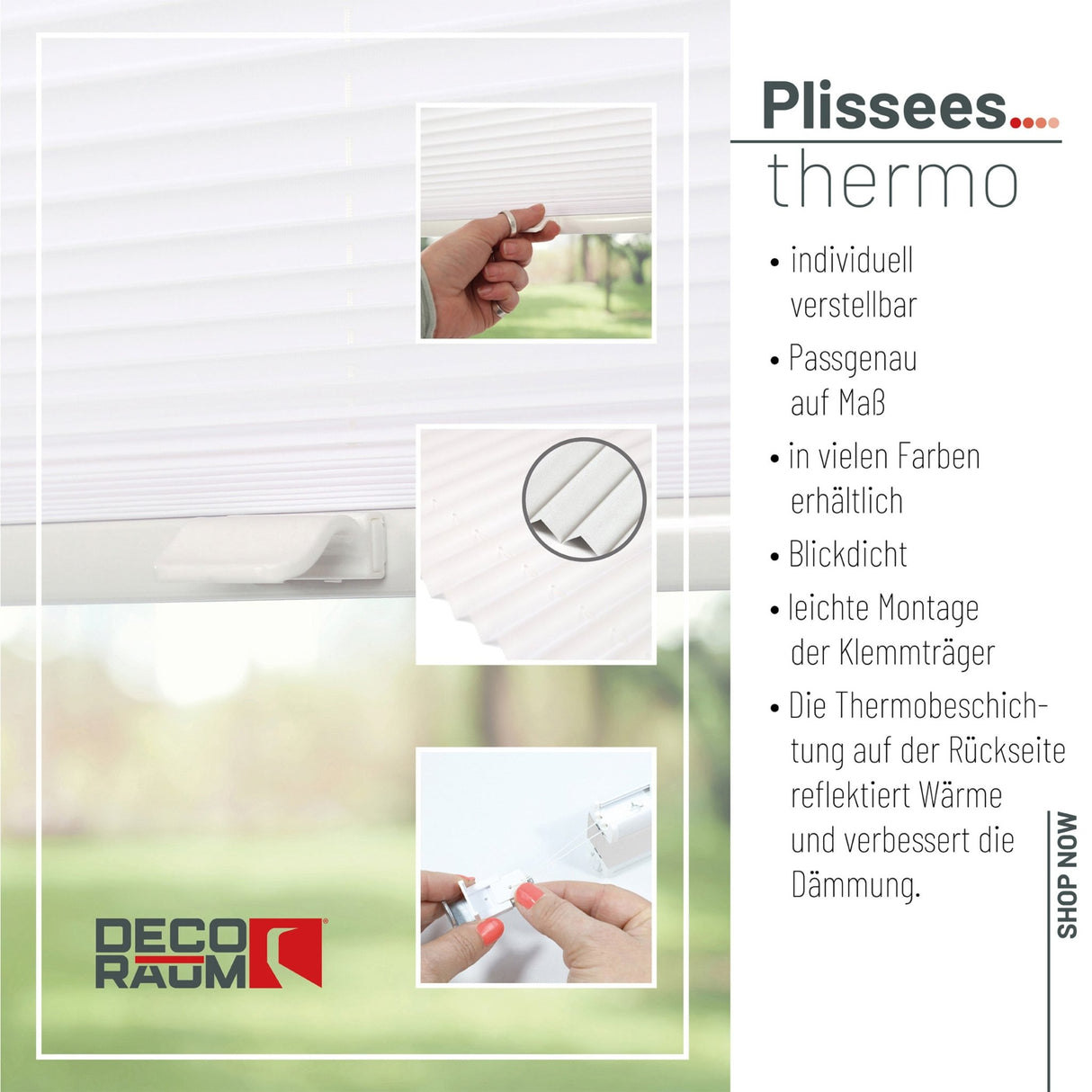 Klemmfix-Plissee Thermo in Standardgrößen – ohne Bohren