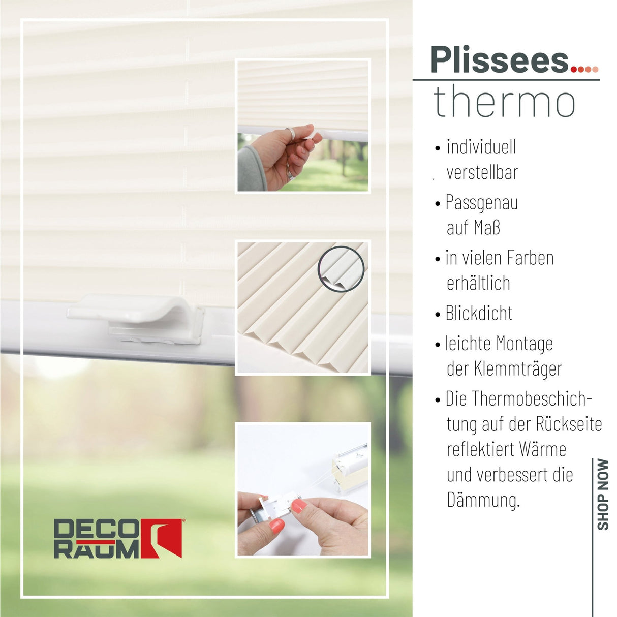 Klemmfix-Plissee Thermo in Standardgrößen – ohne Bohren