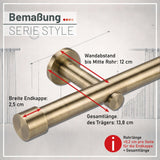 Custom-made curtain rod 25mm 1-track black matt with cap - Style series