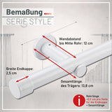 Custom-made curtain rod 25mm 1-track black matt with cap - Style series