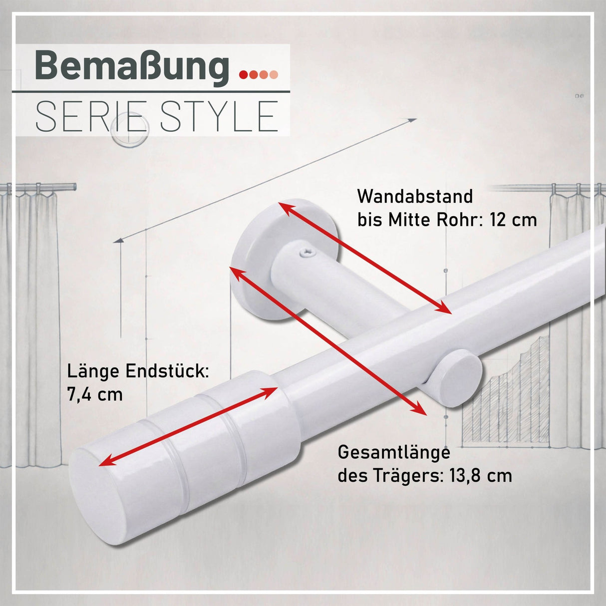 Embout style tringle à rideau aspect inox cylindre 25mm