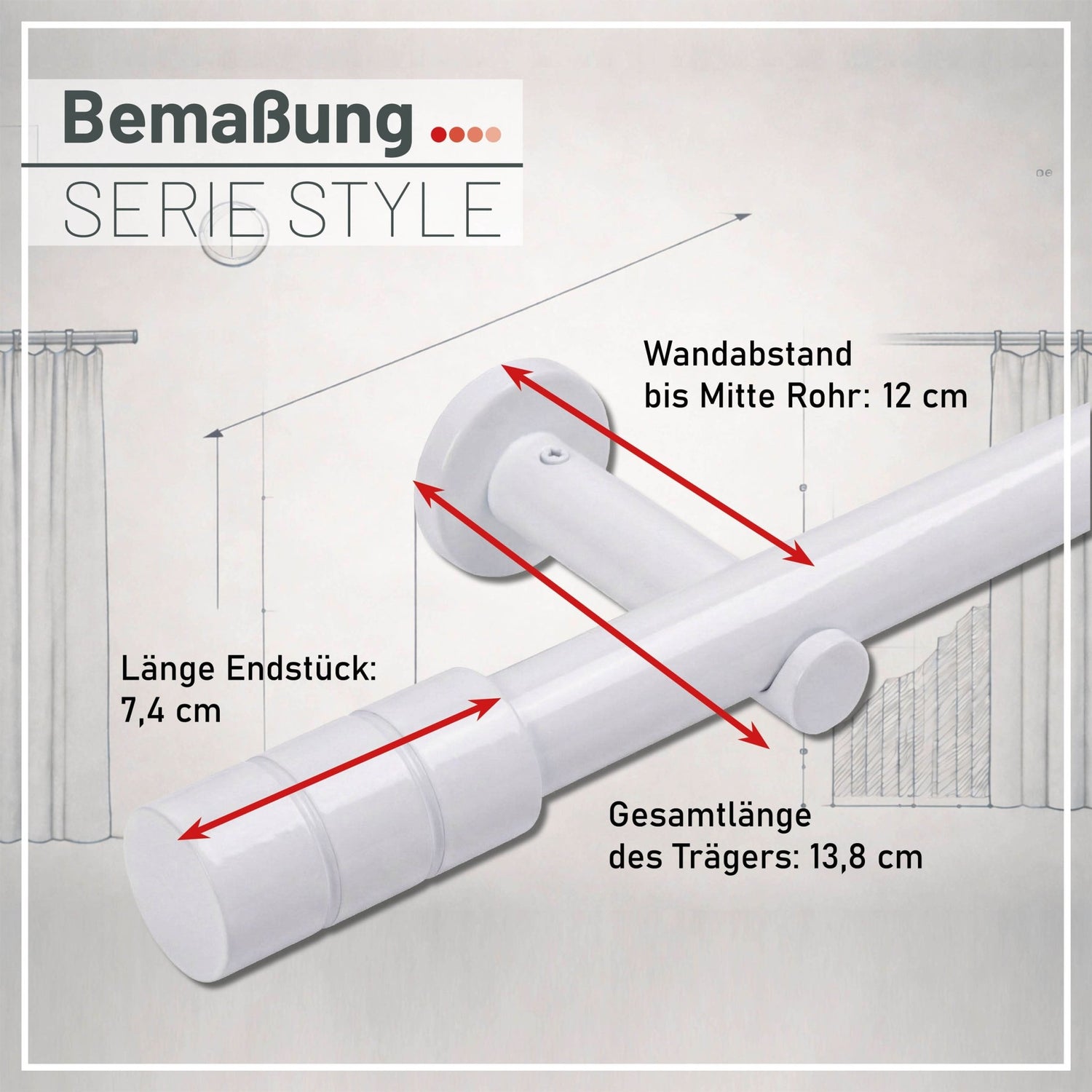 Embout style tringle à rideau aspect inox cylindre 25mm