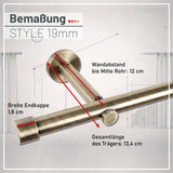Custom-made curtain rod 25mm 1-track black matt with cap - Style series