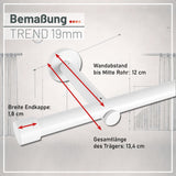 Gardinenstange auf Maß 19mm 1-läufig Weiß matt mit Kappe - Serie Trend