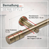 Embout style tringle à rideau aspect inox cylindre 25mm