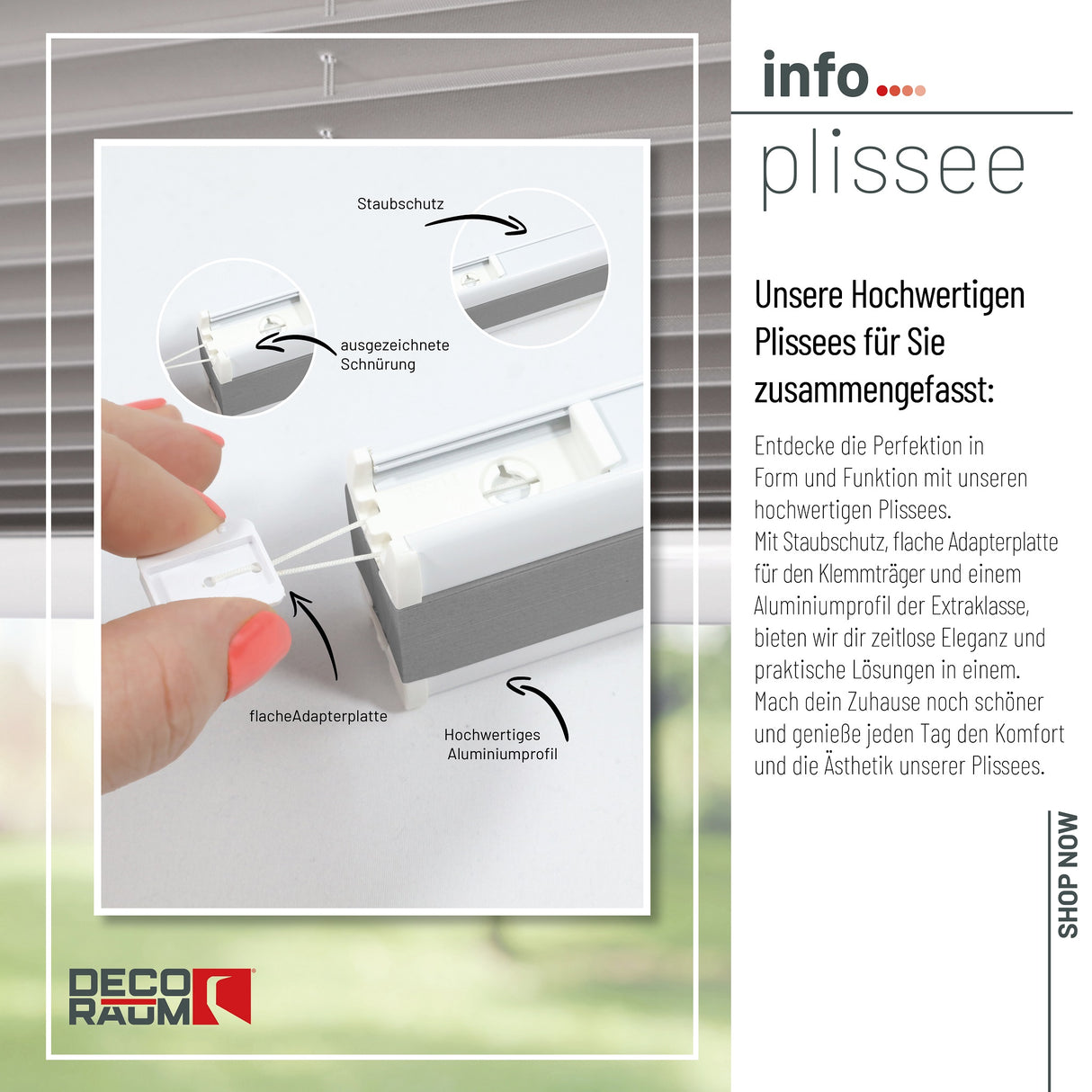 Plissee Basic Klemmfix – Standardgrößen ohne Bohren