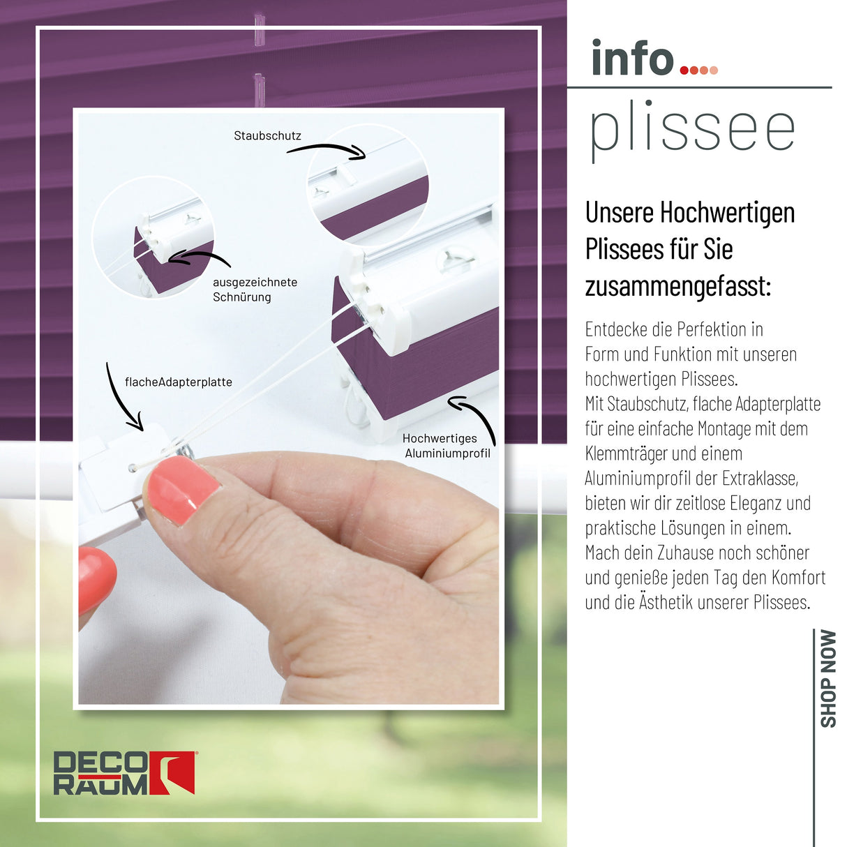 Plissee Basic Klemmfix – Standardgrößen ohne Bohren