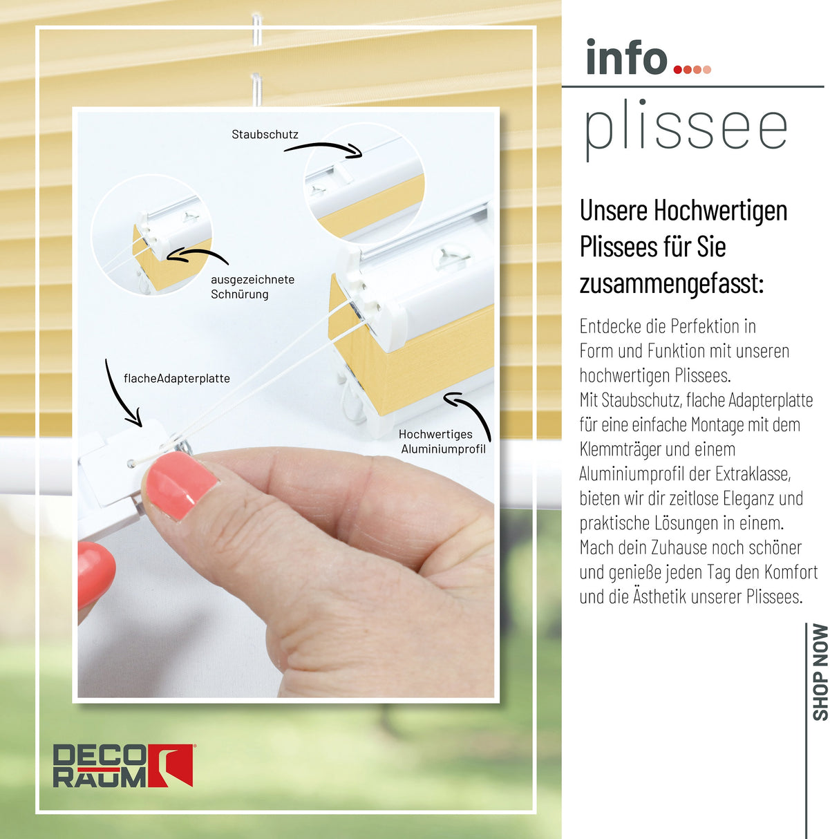 Plissee Basic Klemmfix – Standardgrößen ohne Bohren