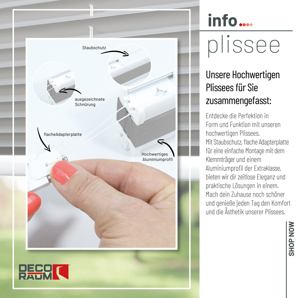 Plissee Basic Klemmfix – Standardgrößen ohne Bohren