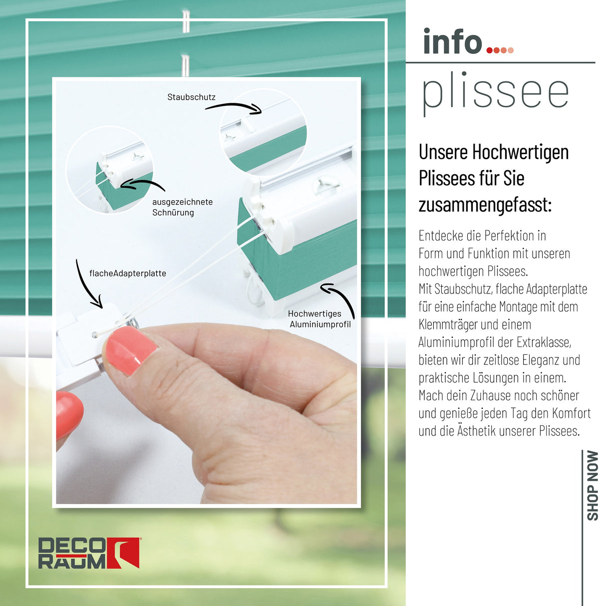 Plissee Basic Klemmfix – Standardgrößen ohne Bohren