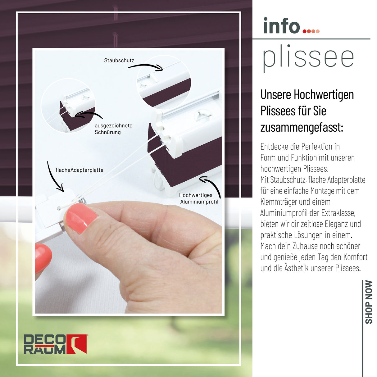 Plissee Basic Klemmfix – Standardgrößen ohne Bohren
