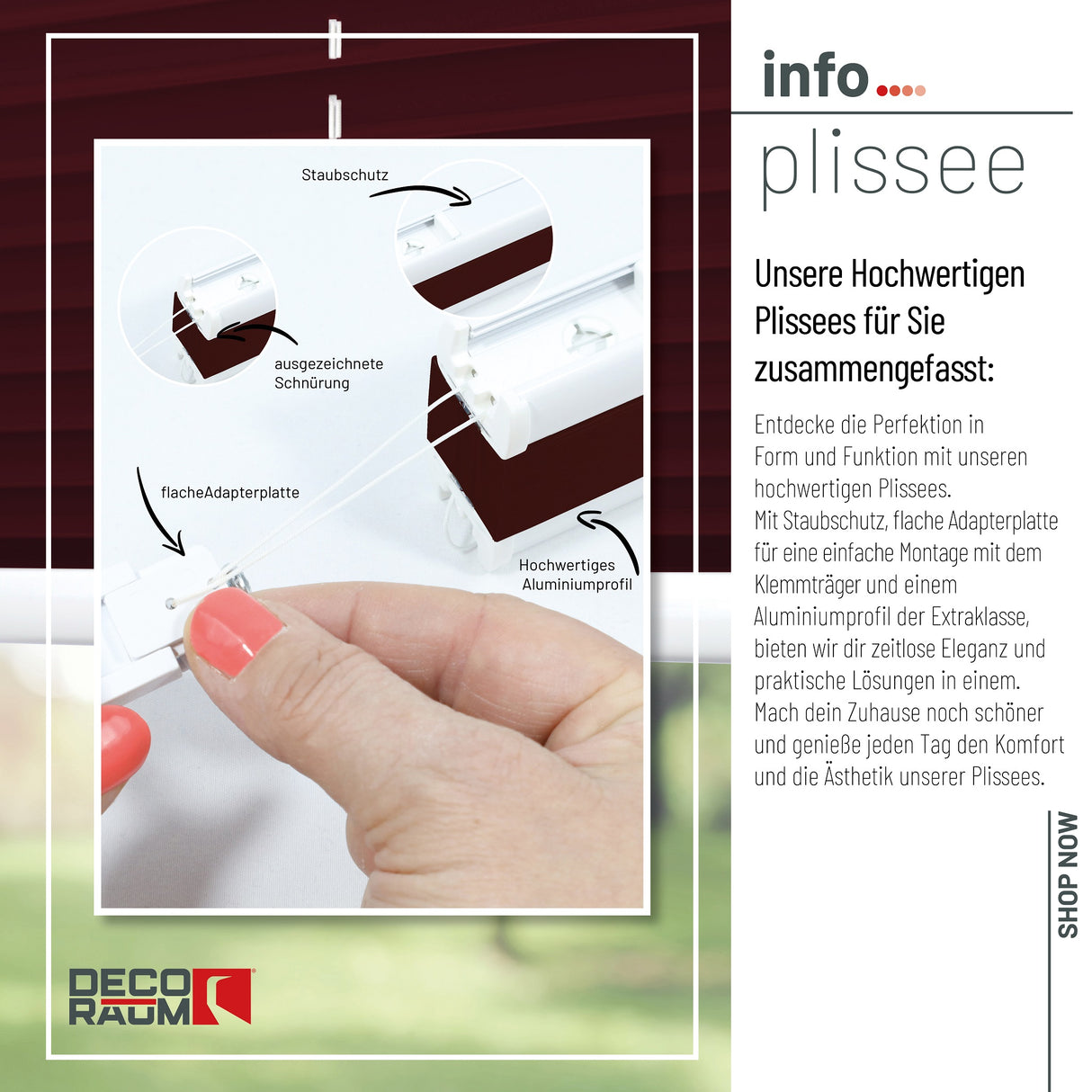 Plissee Basic Klemmfix – Standardgrößen ohne Bohren