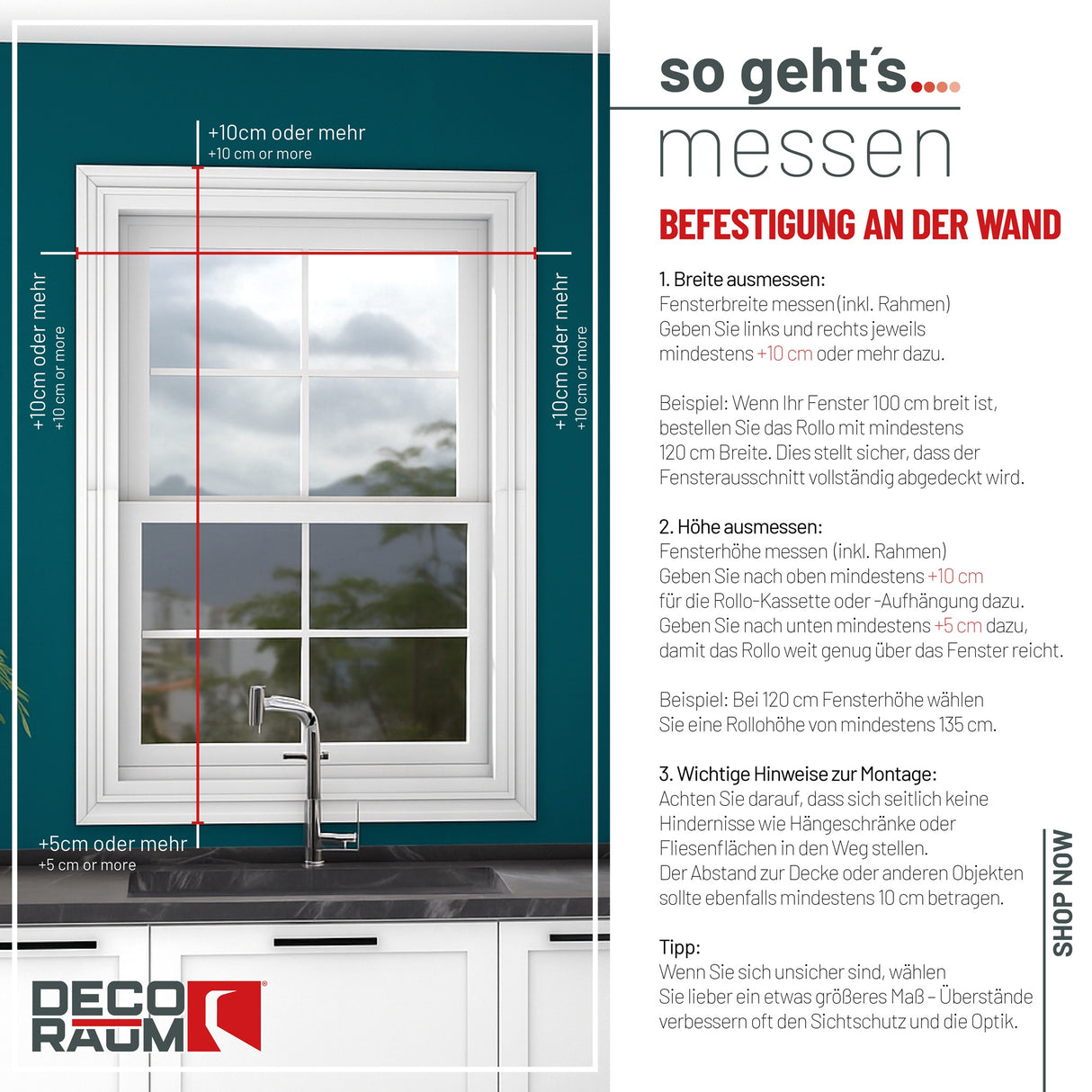 Rollo Tageslicht - Standardgrößen mit Bohren