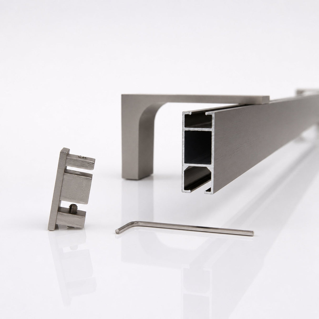 Curtain rail inner track made to measure 1-track stainless steel look - Series Loft