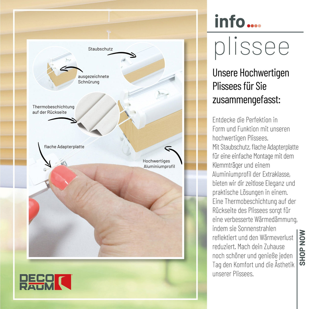 Klemmfix-Plissee Thermo in Standardgrößen – ohne Bohren