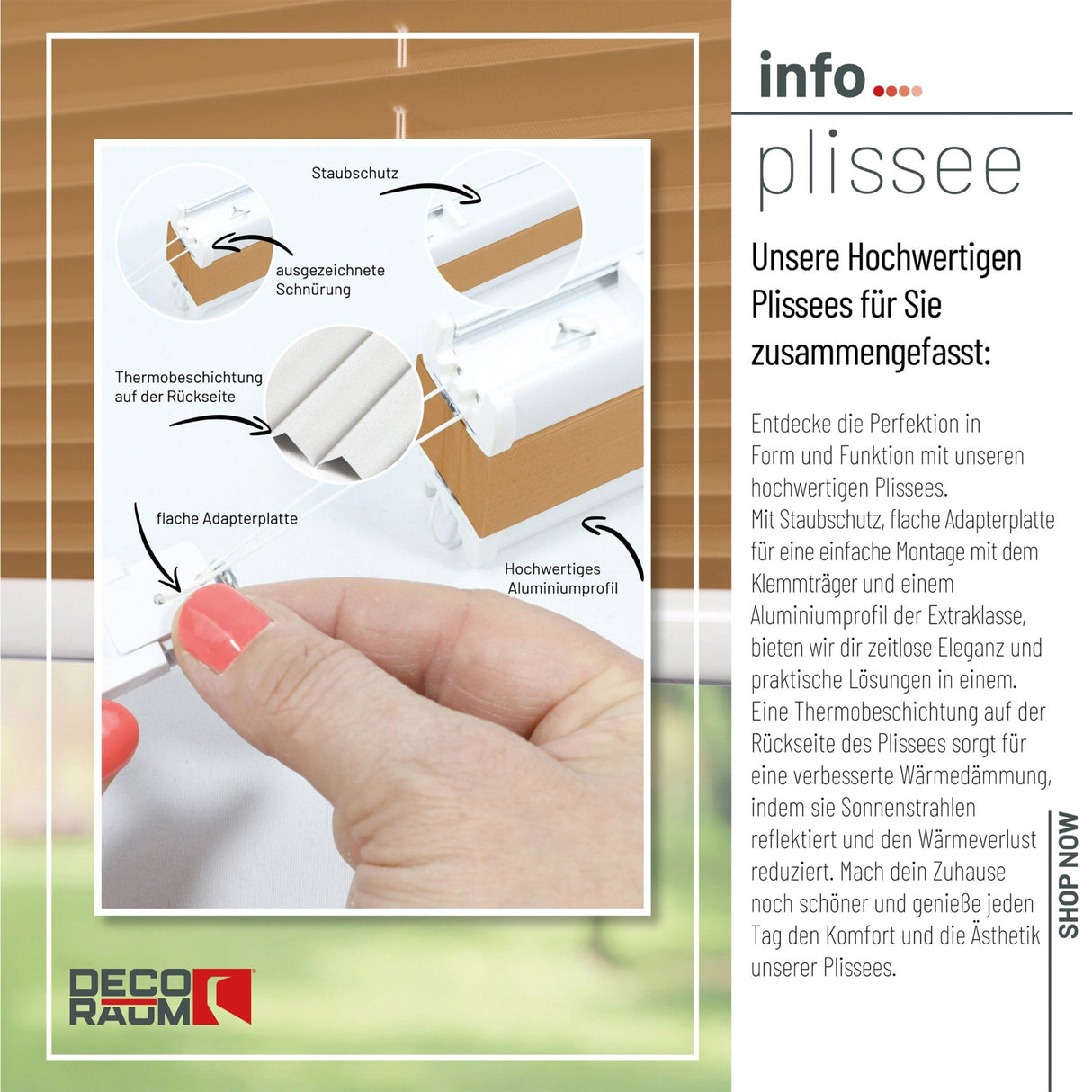 Klemmfix-Plissee Thermo in Standardgrößen – ohne Bohren