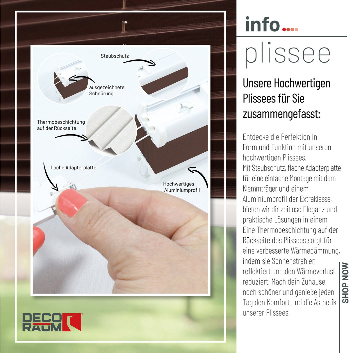Klemmfix-Plissee Thermo in Standardgrößen – ohne Bohren