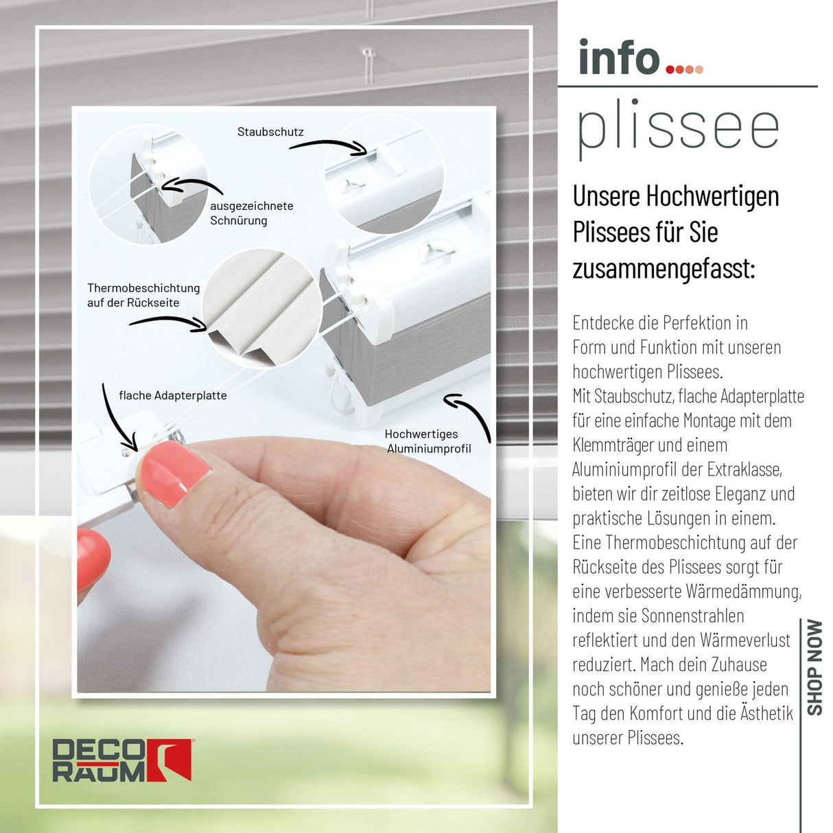 Klemmfix-Plissee Thermo in Standardgrößen – ohne Bohren