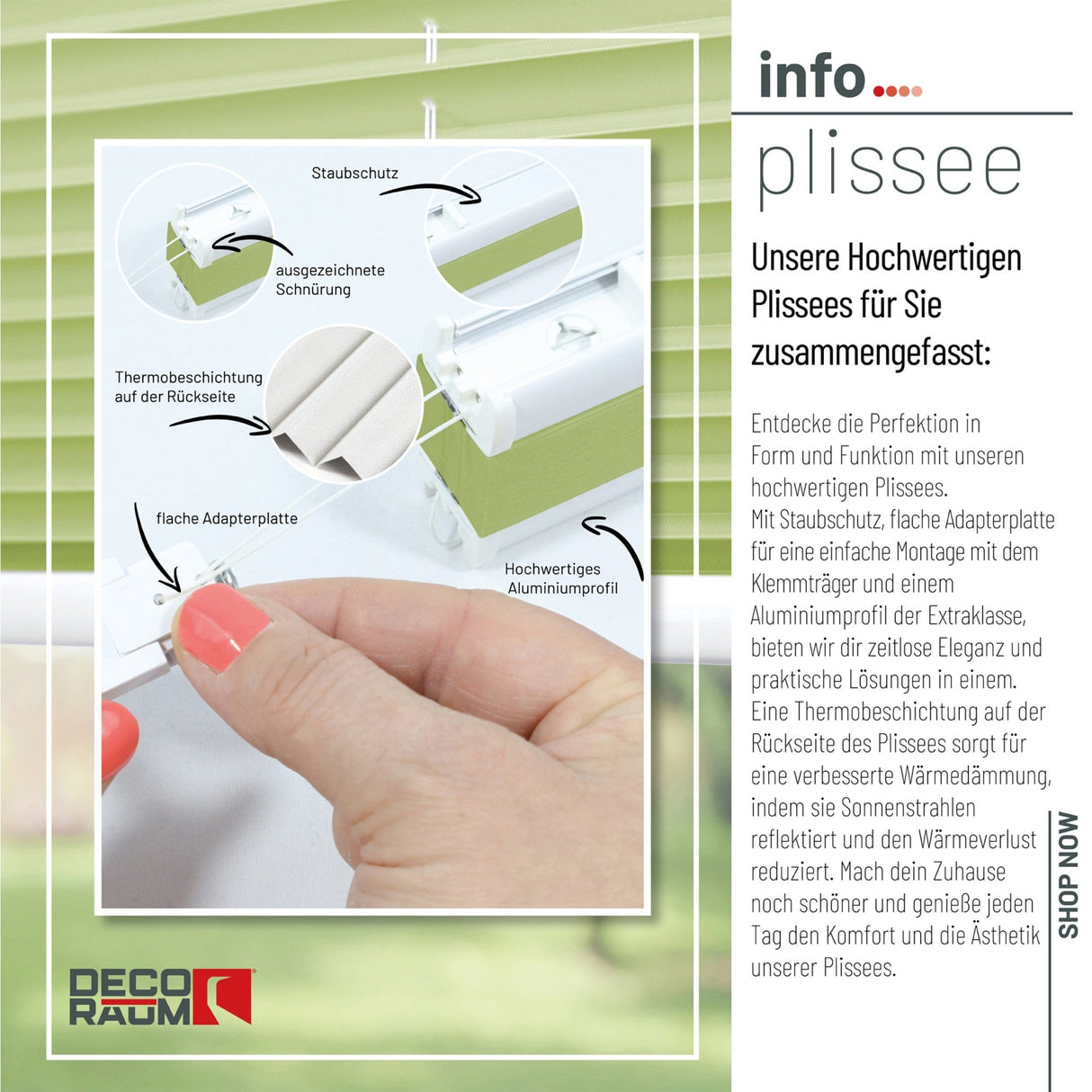Klemmfix-Plissee Thermo in Standardgrößen – ohne Bohren