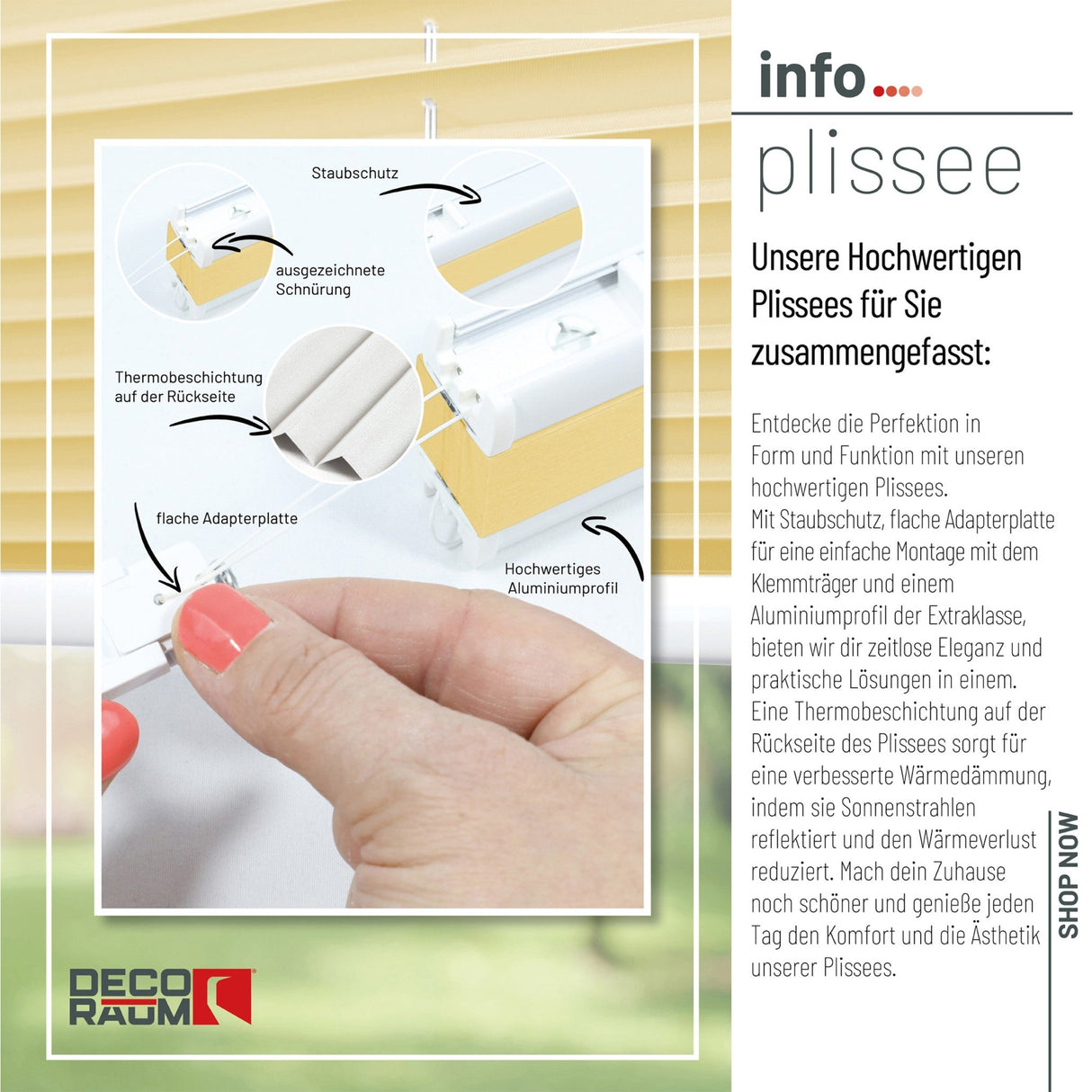 Klemmfix-Plissee Thermo in Standardgrößen – ohne Bohren