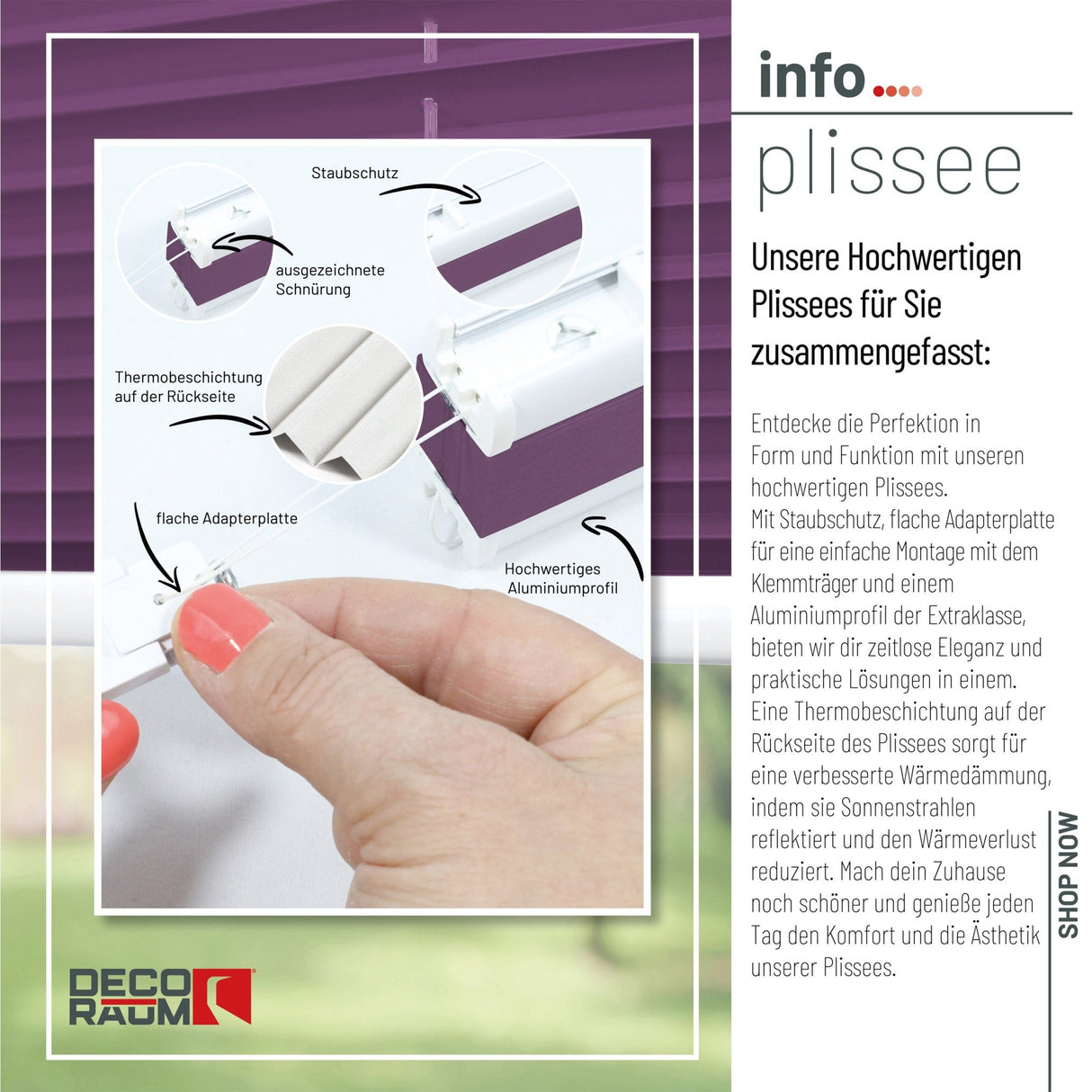 Klemmfix-Plissee Thermo in Standardgrößen – ohne Bohren