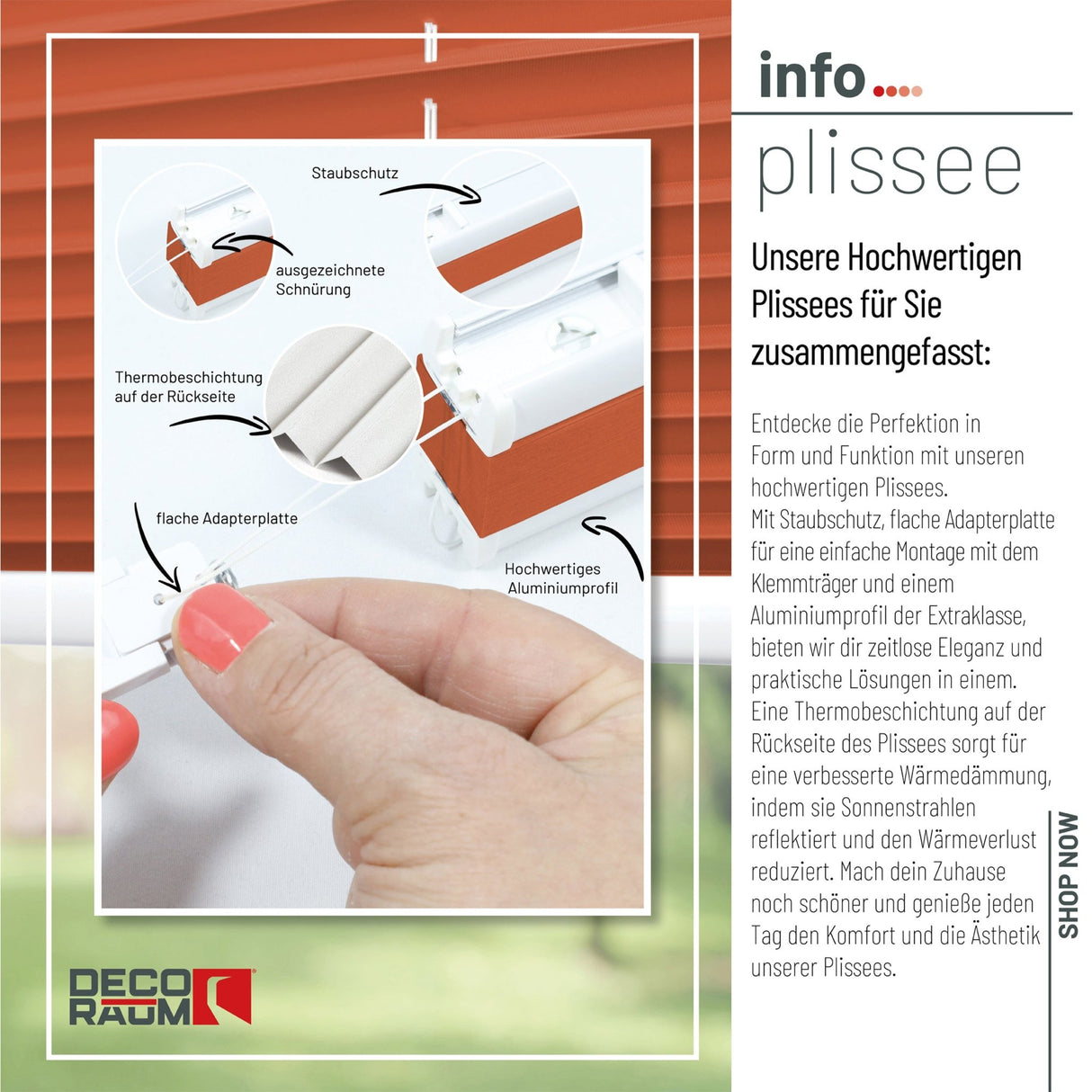Klemmfix-Plissee Thermo in Standardgrößen – ohne Bohren