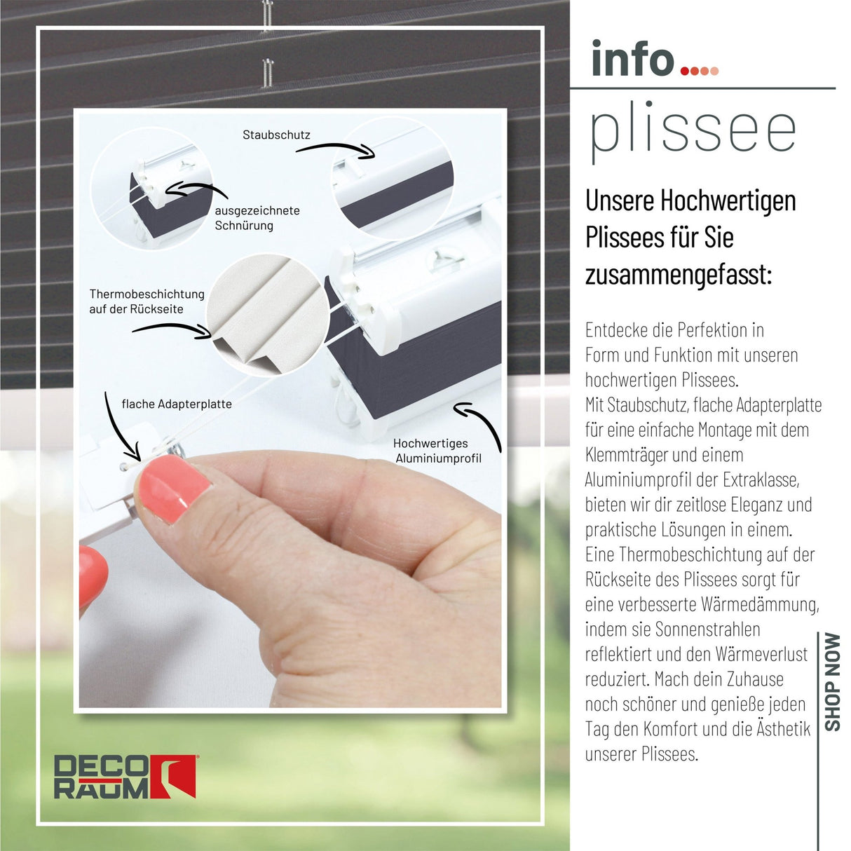 Klemmfix-Plissee Thermo in Standardgrößen – ohne Bohren