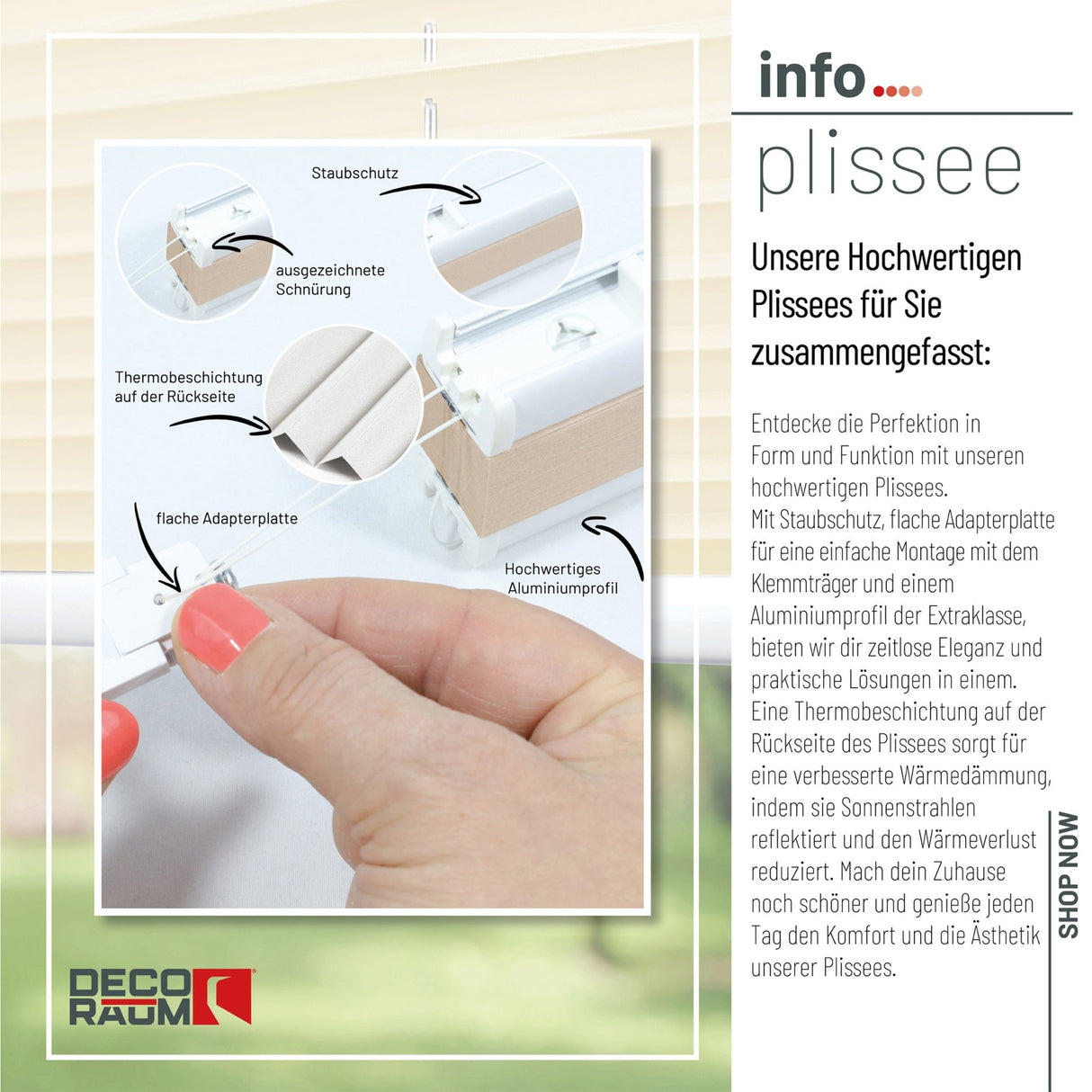 Klemmfix-Plissee Thermo in Standardgrößen – ohne Bohren