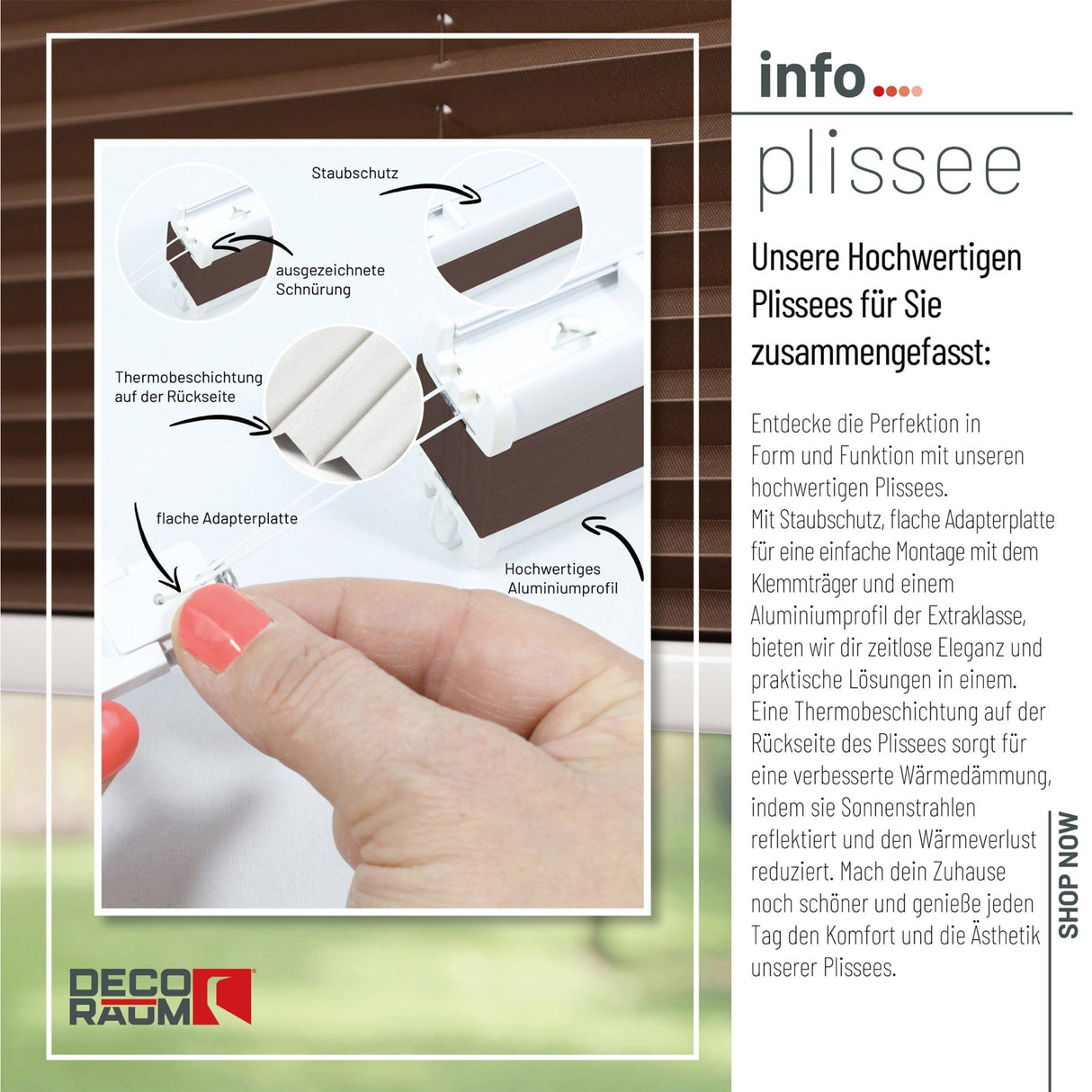 Klemmfix-Plissee Thermo in Standardgrößen – ohne Bohren