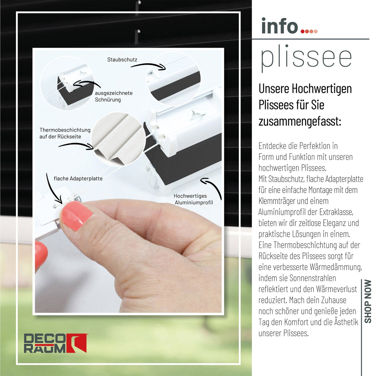 Klemmfix-Plissee Thermo in Standardgrößen – ohne Bohren