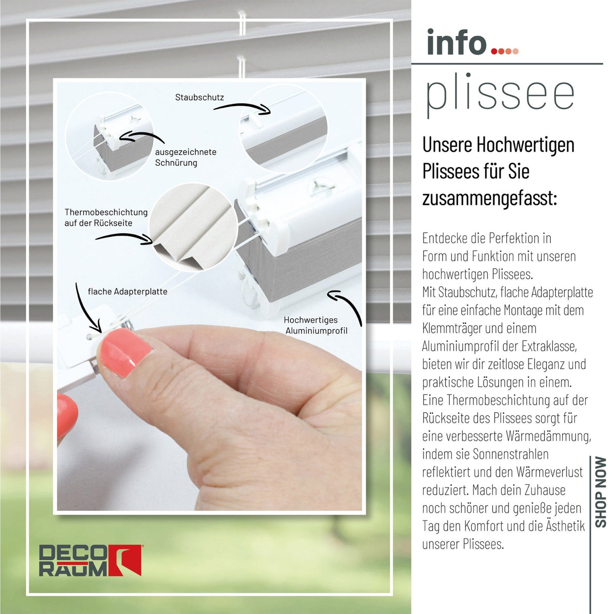 Klemmfix-Plissee Thermo in Standardgrößen – ohne Bohren
