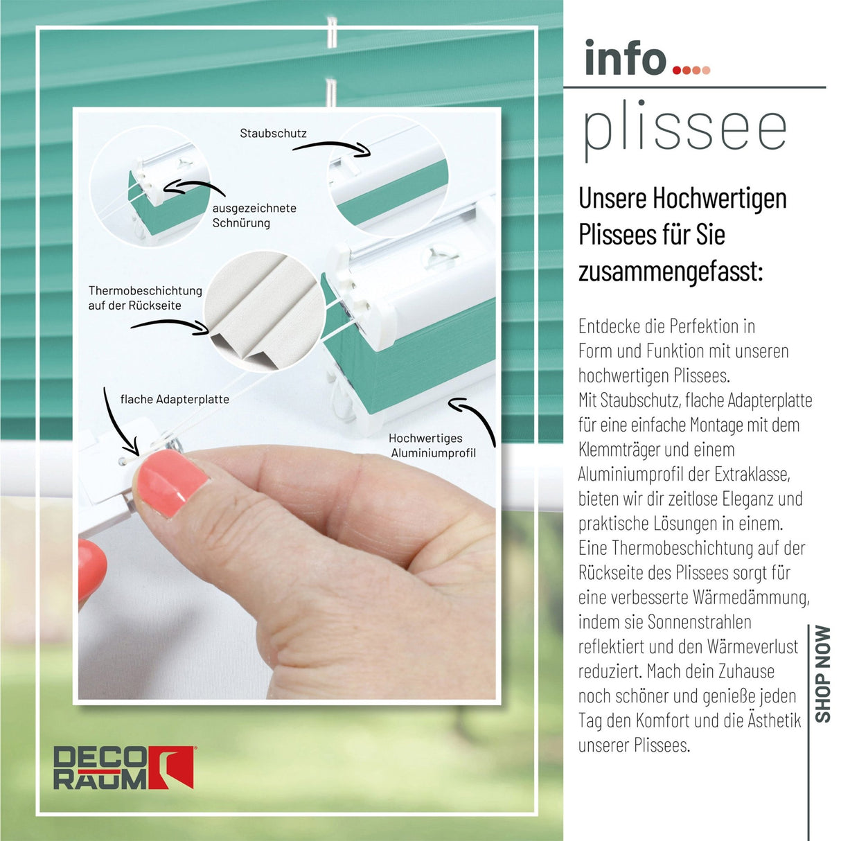 Klemmfix-Plissee Thermo in Standardgrößen – ohne Bohren