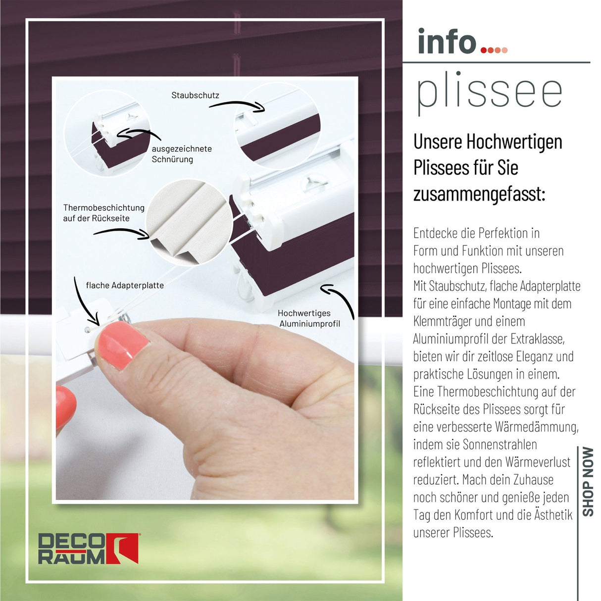 Klemmfix-Plissee Thermo in Standardgrößen – ohne Bohren