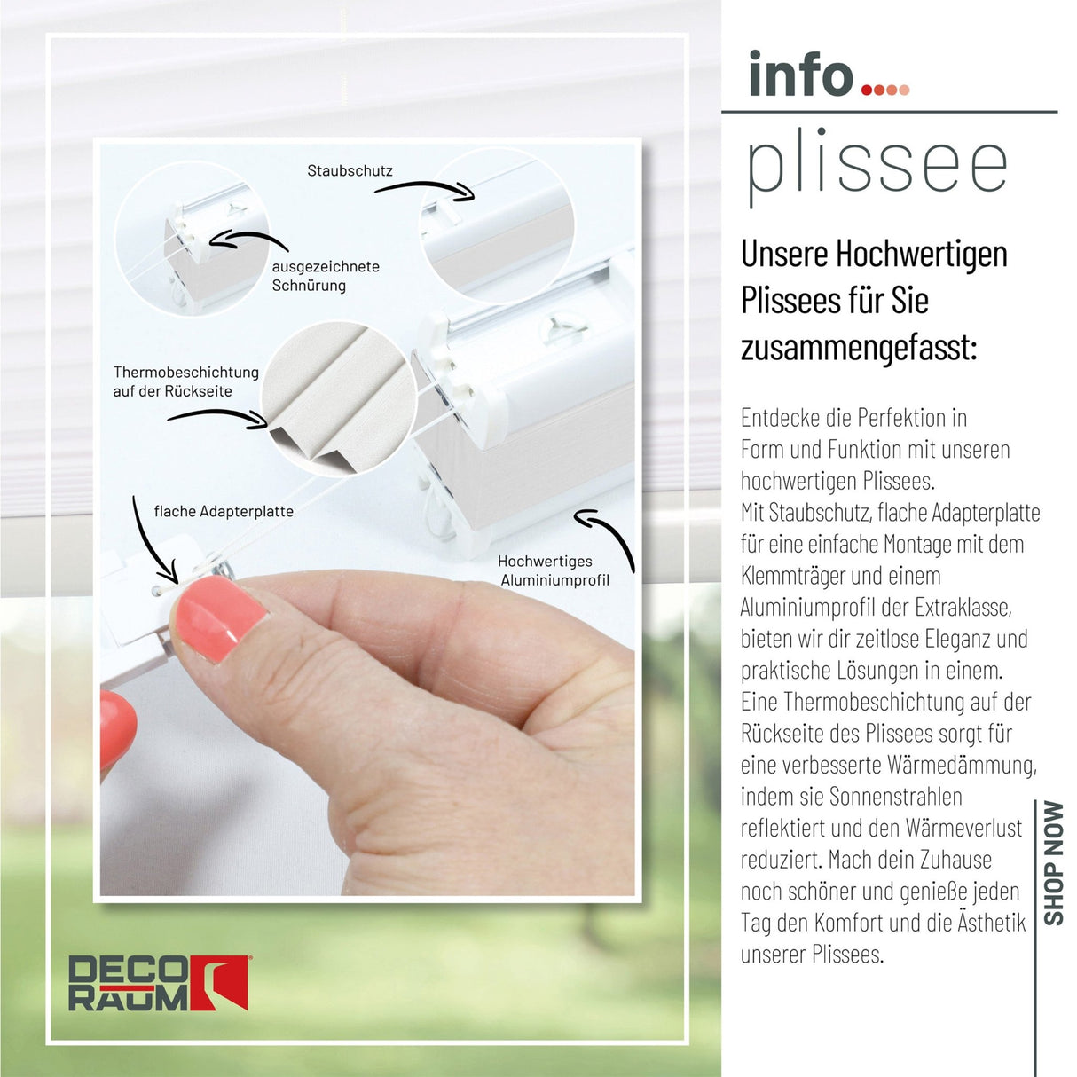 Klemmfix-Plissee Thermo in Standardgrößen – ohne Bohren