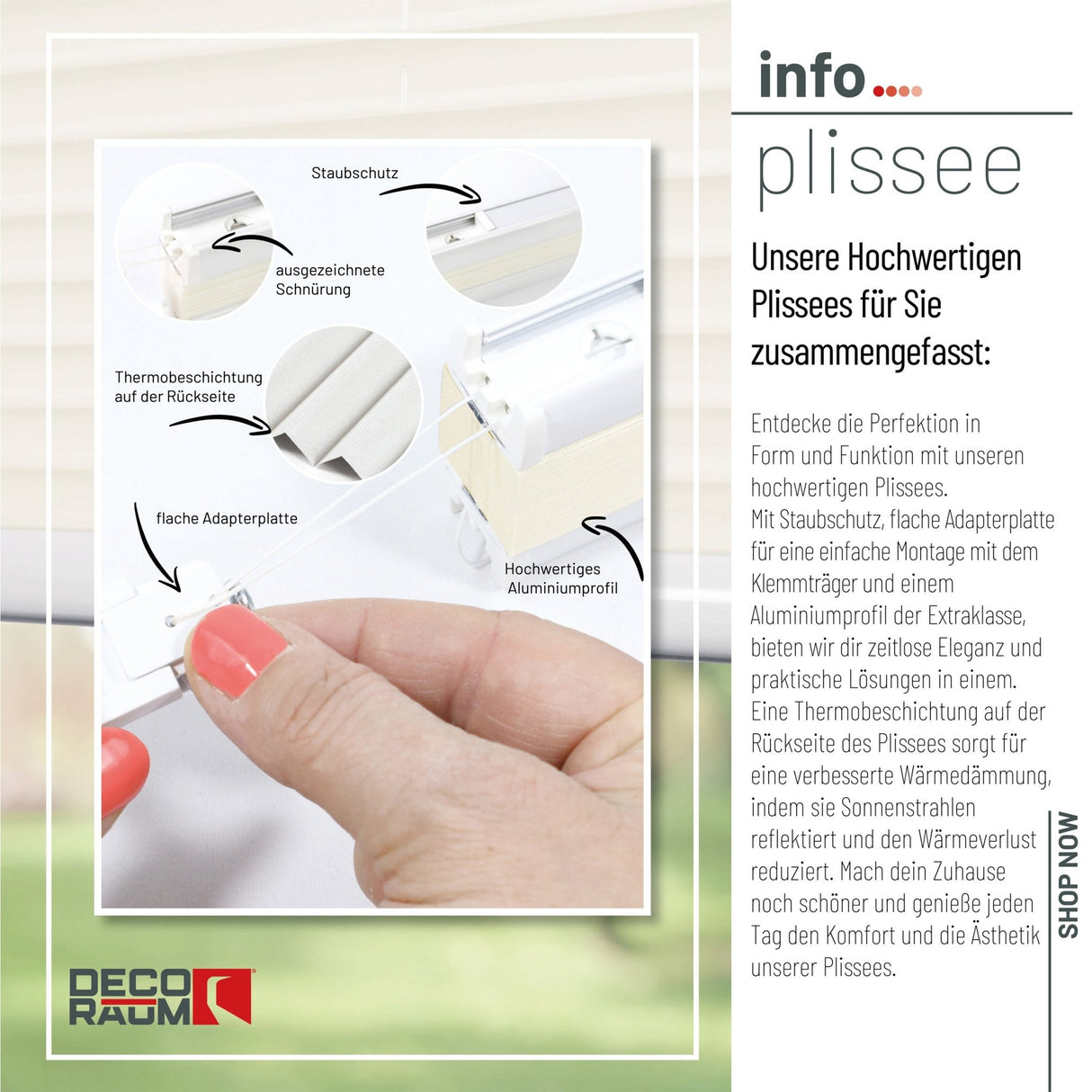 Klemmfix-Plissee Thermo in Standardgrößen – ohne Bohren