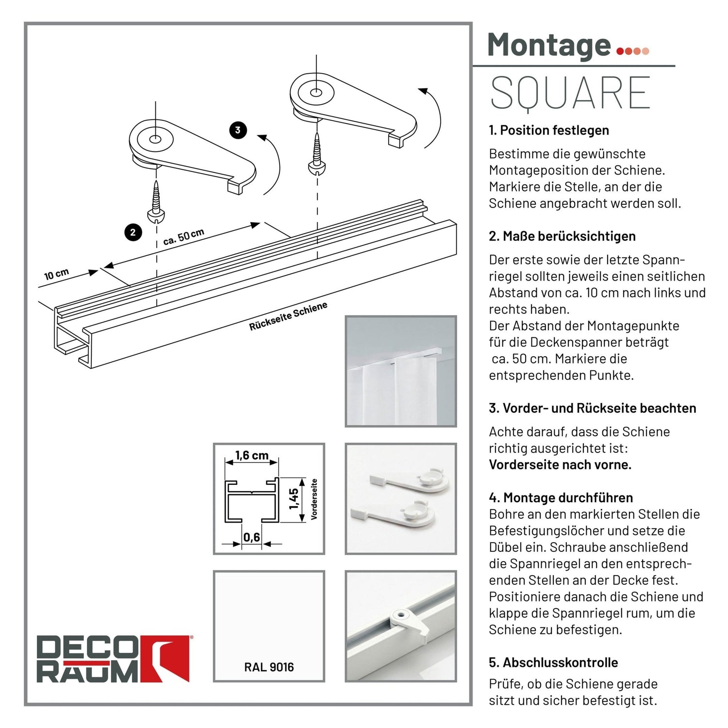 Tringle à rideaux Carré Blanc