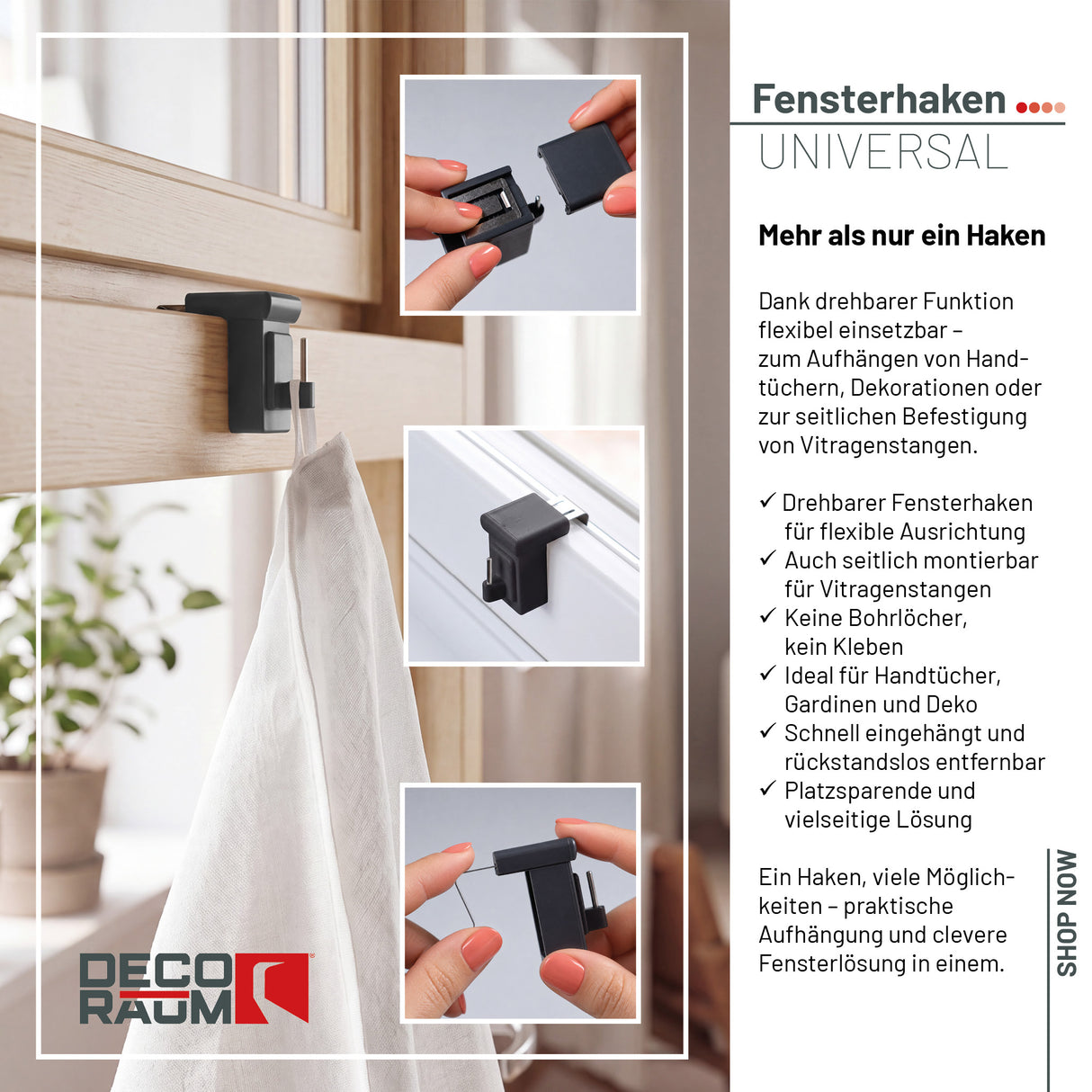 Fensterhaken Anthrazit Universal