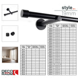 Embout style tringle à rideau noir mat 25mm