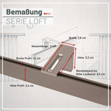 Curtain rail inner track made to measure 1-track stainless steel look - Series Loft