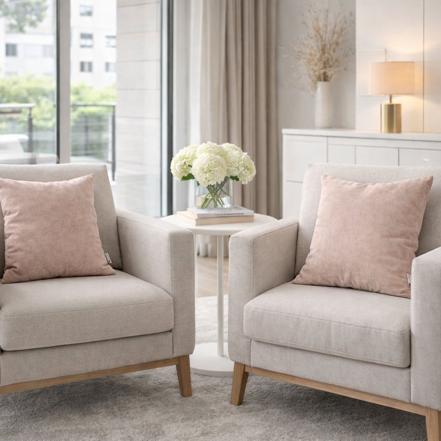 Decorative cushion plain coloured cappuccino