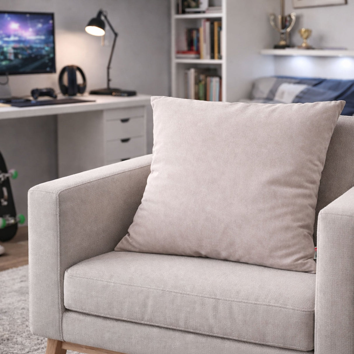 Dekokissen Uni Hellgrau 45x45 cm mit Füllung | OEKO-TEX®