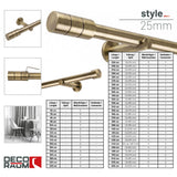 Embout style tringle à rideau aspect inox cylindre 25mm