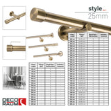 Custom-made curtain rod 25mm 1-track black matt with cap - Style series