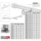 Custom-made curtain rod 25mm 1-track black matt with cap - Style series