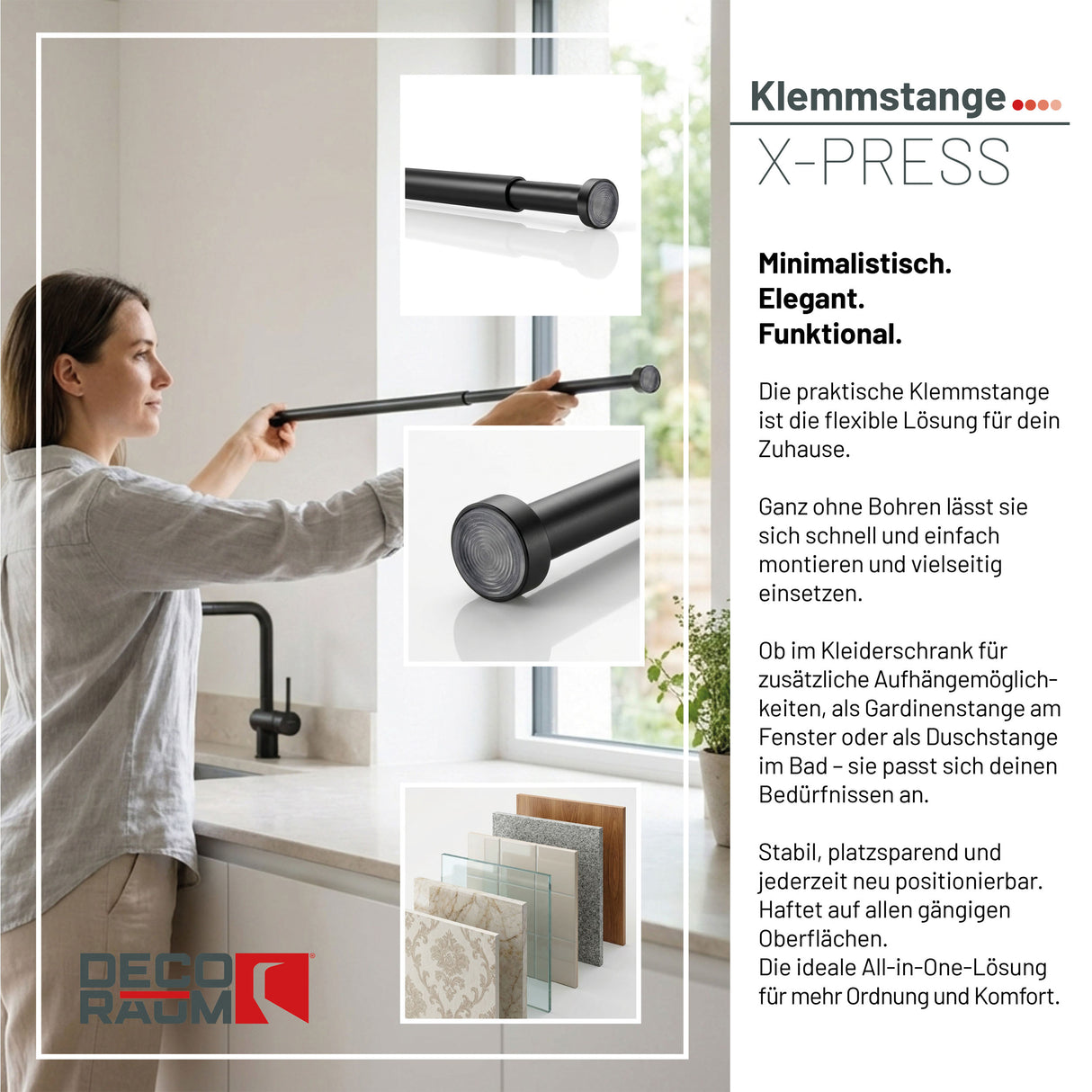 Xpress Spannstange ausdrehbar Schwarz