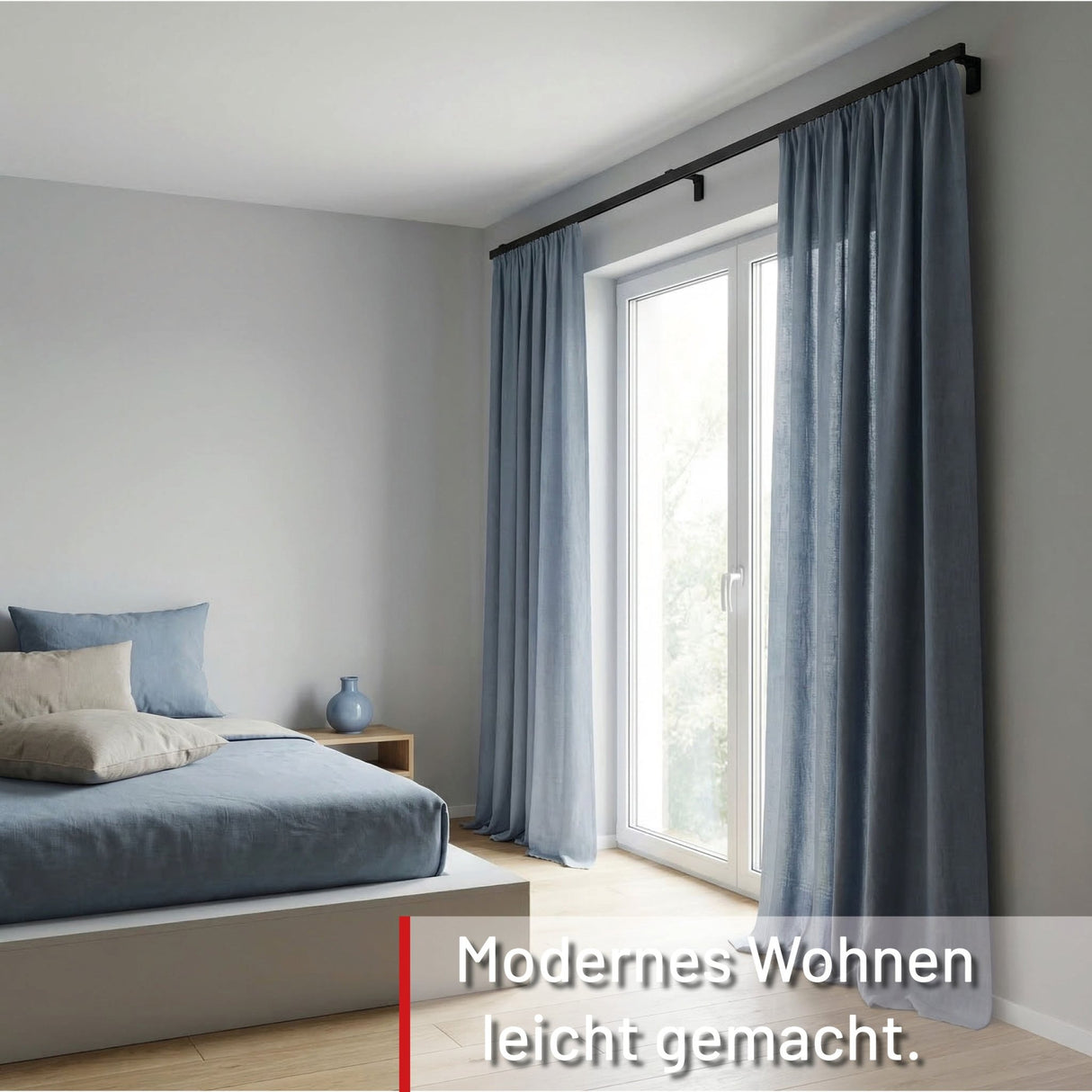 Curtain rail inner track made to measure 1-track black - Loft series
