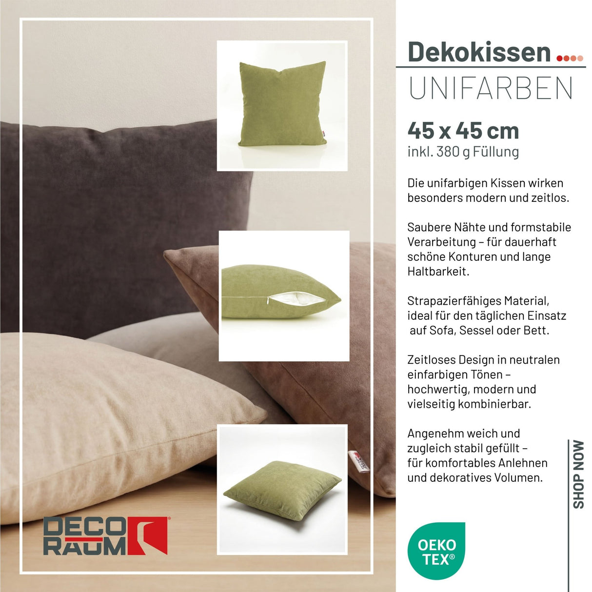 Coussin décoratif uni vert