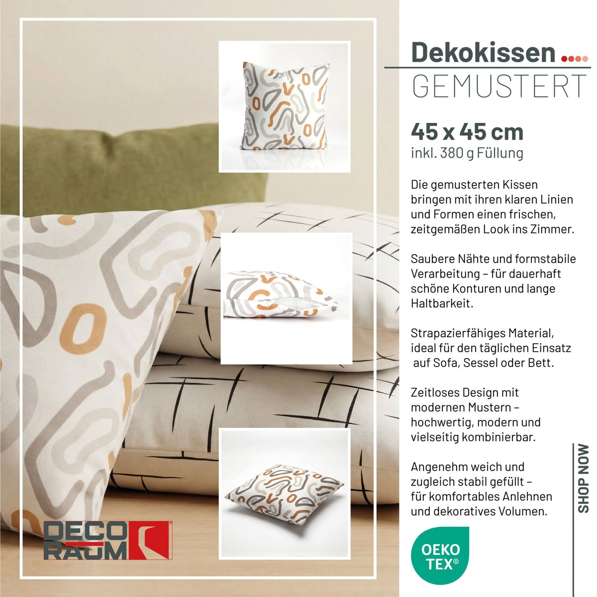 Dekokissen Modern Art 45x45 cm mit Füllung