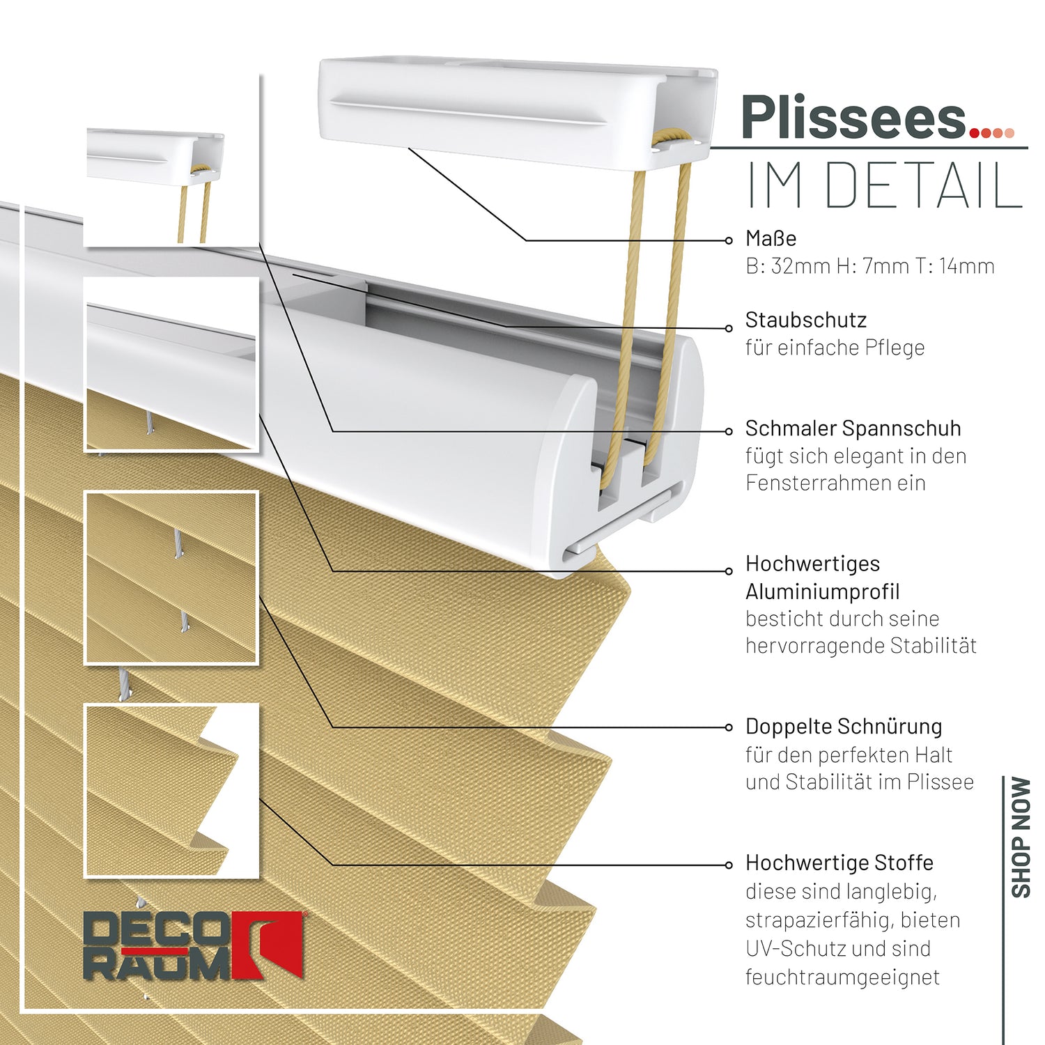 Plissee Blickdicht nach Maß – Basic Sichtschutz für Fenster & Türen