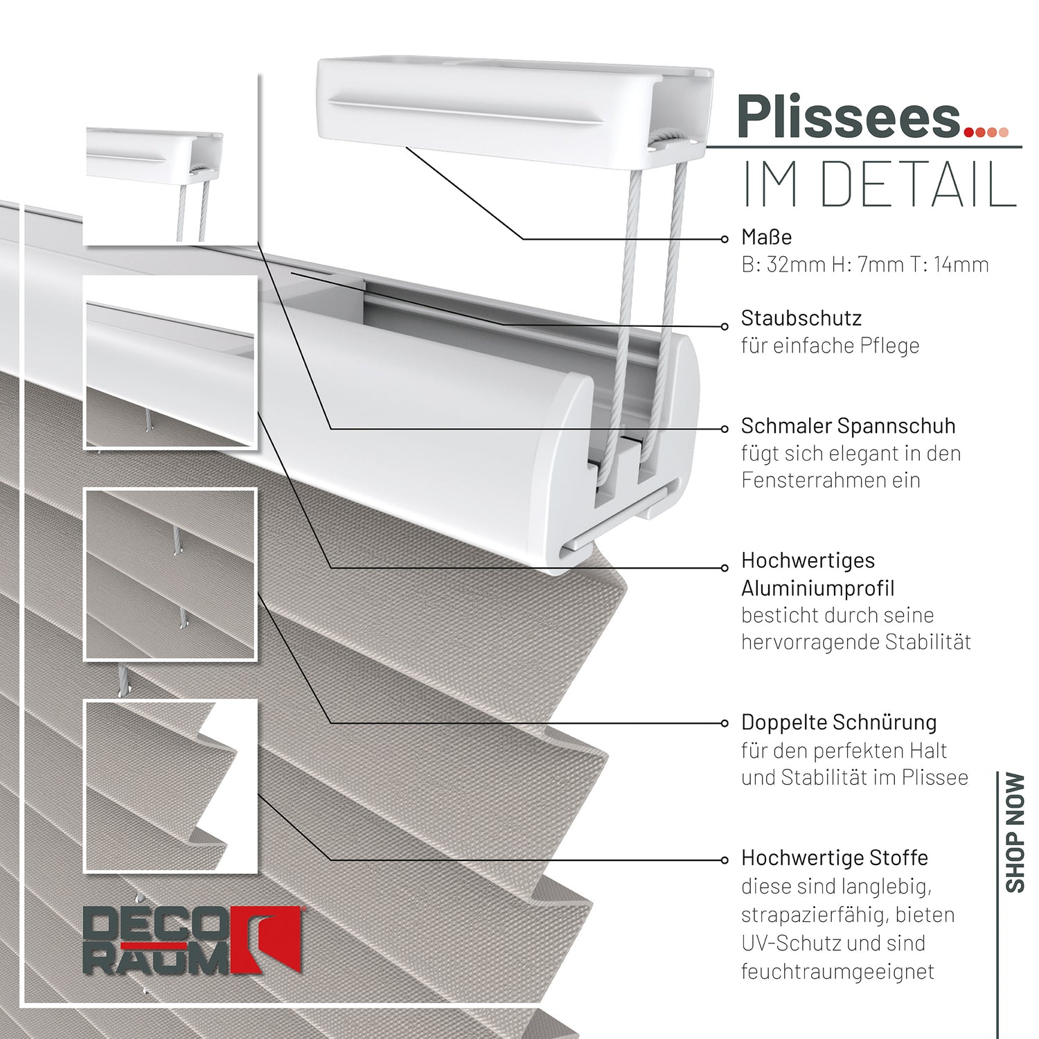 Plissee Basic Blickdicht nach Maß